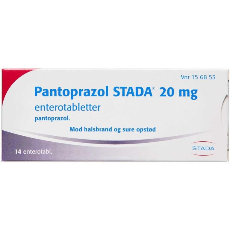 Pantoprazol STADA 20 mg enteric tablets box with 14 tablets, blue and white packaging